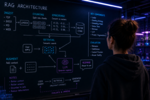 Female Engineer watching at white board with RAG graphs